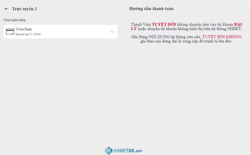 Nạp tiền Shbet trực tuyến 2